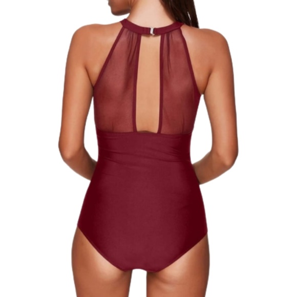 Women’s Deep Plunge See Through Mesh One Piece Bathing suit - Picture 2 of 7